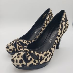 WHBM Calf Hair Leopard Print Heels Pumps 8M